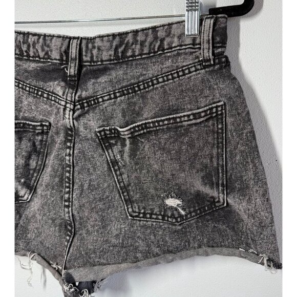Wild Fable Womens Black Acid Wash Highest Rise Cut Off Shorts Button Fly Size 10 - Picture 5 of 9